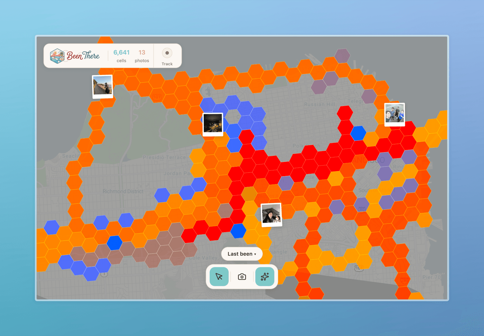 Been There intelligence mode heatmap over San Francisco